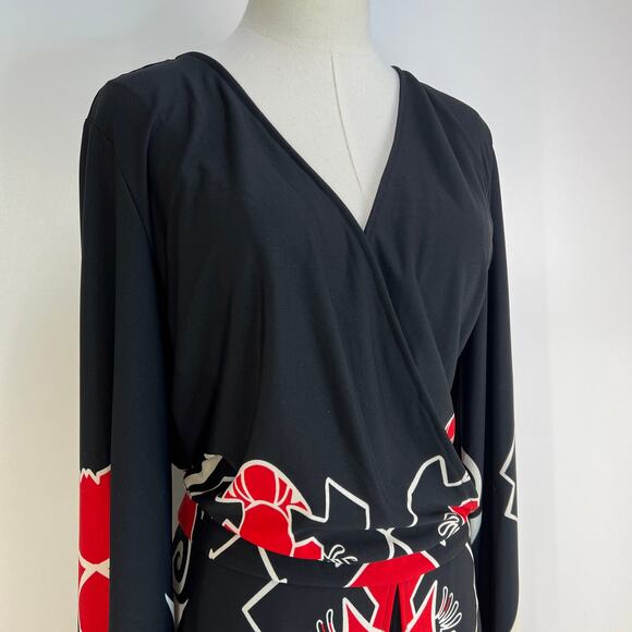 Ashley Stewart Romper Maxi Kimono Style Dress Printed Black - Picture 2 of 11